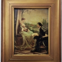 קריסטליום (crystoleum) אנגלי עתיק מהמאה ה-19 (ויקטוריאני), עשוי זכוכית וממוסגר