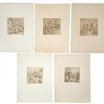 וילי הלשטיין (גרמניה, 1887-1923) 5 תצריבים עתיקים, חתומים ונושאים שם יצירה