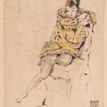 וילי הלשטיין (גרמניה, 1887-1923) - 'אישה יושבת', תצריב עתיק חתום בעיפרון