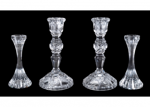 2 זוגות פמוטי קריסטל, אחד תוצרת בקרה (BACCARAT) חתום
