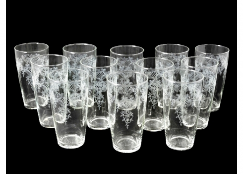 סט של 12 כוסות זכוכית מעוטרות