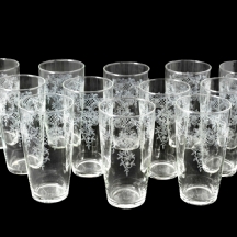 סט של 12 כוסות זכוכית מעוטרות