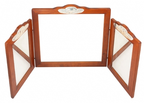 מראת איפור לשולחן טואלט עשויה עץ וקישוטי כסף 'סטרלינג' 925