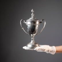 כלי כסף, חותמות כסף שחוקות, עשוי כסף '800', הפנים מוזהב, מכסה תואם