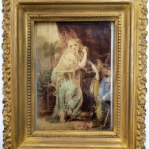 קריסטליום (crystoleum) אנגלי עתיק מהמאה ה-19 (ויקטוריאני), עשוי זכוכית וממוסגר