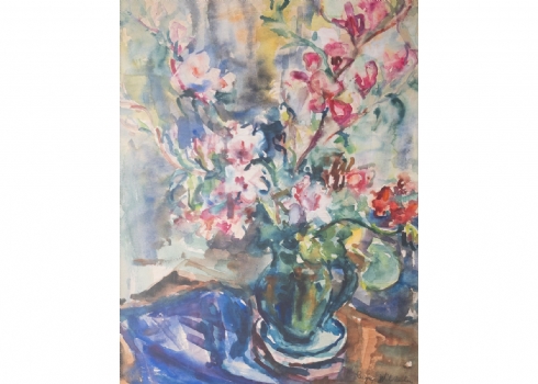 לואיזה וילהלם (הונגרי-ישראלי , 1911-1978, Luisa Wilhelm) - 'פרחים בכד כחול'