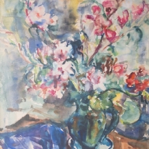 לואיזה וילהלם (הונגרי-ישראלי , 1911-1978, Luisa Wilhelm) - 'פרחים בכד כחול'