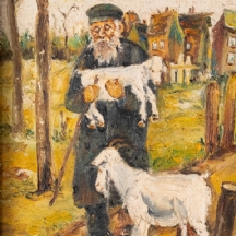 ויקטור מרגוליס (רוסיה, 1922-1984) - 'יהודי ושני גדיים לבנים' - ציור שמן על בד