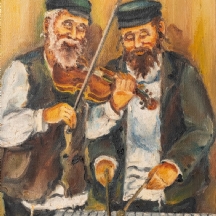 ויקטור מרגוליס (רוסיה, 1922-1984) - 'שני נגנים יהודים' - ציור שמן על בד