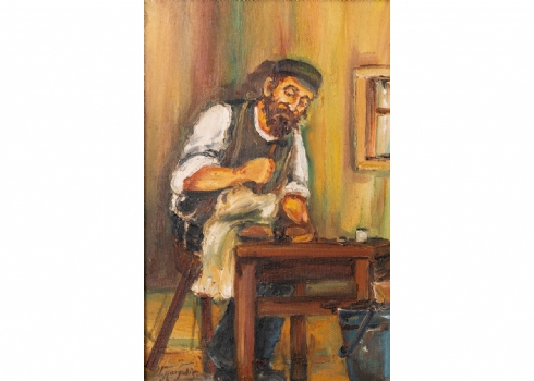 ויקטור מרגוליס  (רוסיה, 1922-1984) - 'חייט יהודי' - ציור שמן על בד, חתום
