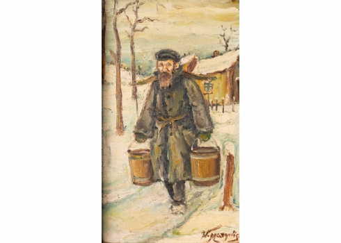 ויקטור מרגוליס (רוסיה, 1922-1984) - 'שואב מים יהודי' - ציור שמן על בד