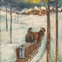 ויקטור מרגוליס (רוסיה, 1922-1984) - 'חלבן יהודי בנוף מושלג' - ציור שמן על בד