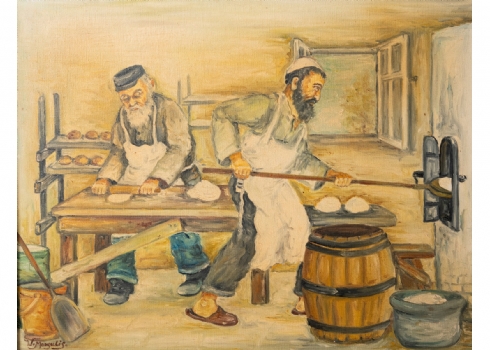 ויקטור מרגוליס (רוסיה, 1922-1984) - 'שני אופים יהודים' - ציור שמן על בד