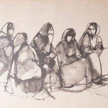 רות שלוס (2013-1922, Ruth Schloss) - 'חמש נשים ערביות יושבות'