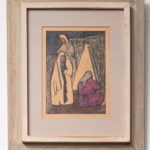 הרב יצחק (איקא) - 'ארבע נשים ערביות' - טוש ואקוורל על נייר, חתום