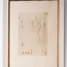 משה פרופס (1985-1922 Moshe Proppes) - 'אישה מחזיקה פרח סביון'