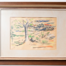 דוד הנדלר (1904-1984 ,David Hendler) - 'עץ על רקע קיבוץ'