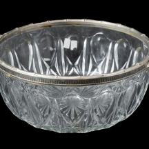 קערת הגשה מקריסטל חתוך, מתוצרת Reims France, עם מסגרת מצופה כסף מתוצרת איטליה