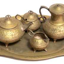 סט אר נובו (Art Nouveau) גרמני עתיק מתוצרת W.M.F עשוי מתכת מצופה כסף, חתום