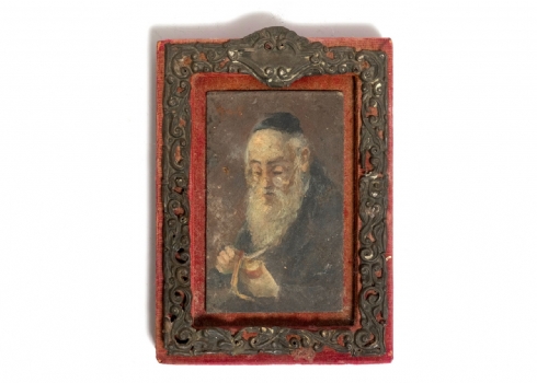 'יהודי מקלף תפוח' - ציור מיניאטורי עתיק