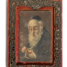 'יהודי מקלף תפוח' - ציור מיניאטורי עתיק