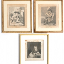 3 תחריטים עתיקים ממוסגרים מהמאה ה-19 (1807-1809) של התחריטאי תומאס קוק