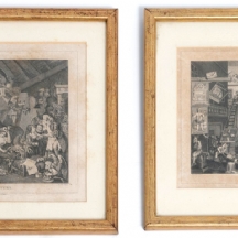 2 תחריטים עתיקים ממוסגרים מהמאה ה-19 (1806-1809) של התחריטאי תומאס קוק