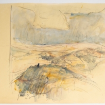 יהודית הר אבן (1926-2017, Yehudit Har-Even) - טכניקה מעורבת על נייר, חתום