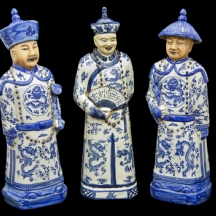 לוט של שלושה פסלים מרשימים בדמות אצילים סינים (X3)