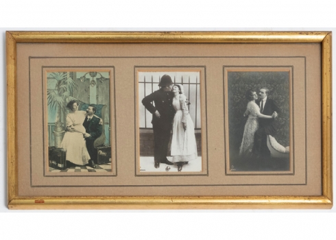 שלושה צילומים עתיקים של זוגות ממוסגרים יחד