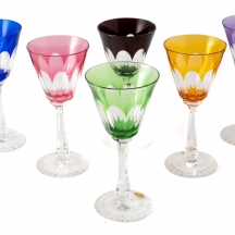 סט של 6 גביעי קריסטל צבעוניים