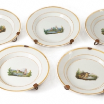 סט של 5 צלוחיות פורצלן גרמניות עתיקות מתוצרת KPM ברלין