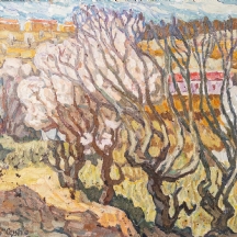 סמיון רוזנשטיין (1926-2006) - 'פריחה ורודה'  ציור שמן על בד, חתום