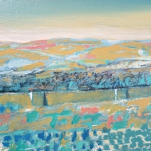 עודד פיינגרש (נ. 1938, Oded Feingersh) - אקריליק על בד, 'שדות', חתום