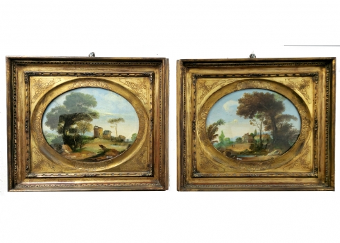 זוג ציורים שמן על בד, חתומים, במסגרות נאות