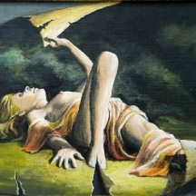 ראובן שילה - עירום אישה מקלפת, שמן על בד צרפתי, חתום ומתוארך 1983