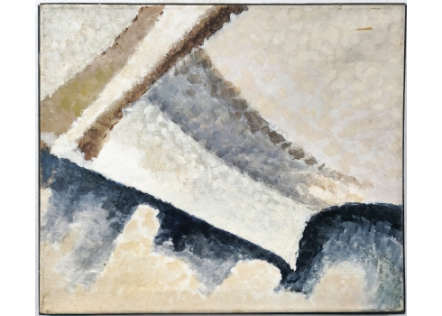 כביש ושביל עפר - שמן על בד, לא חתום