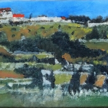 עודד פיינגרש (נ. 1938, Oded Feingersh) - 'נוף ירושלים עם גגות אדומים'