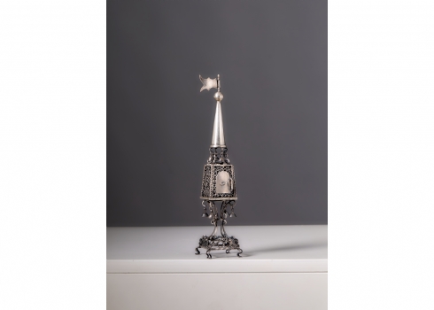 מגדל בשמים פולני עתיק עשוי כסף '800', חתום