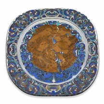 צלחת חג מולד Rosenthal מעוטרת בזכוכית, עיצוב Bjørn Wiinblad, מהשנים 1970-1980