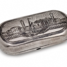 קופסת טבק רוסית עתיקה, עשויה כסף '875', חתומה '84'