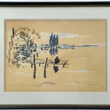 דוד הנדלר (1904-1984 David Hendler)  'בדידותו של הדייג לאגמים ארוכים' חתום