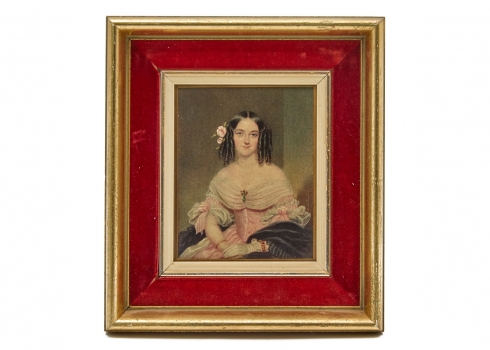 הדפס על פי ציור עתיק, חתום ומתוארך 1841 בפלטה