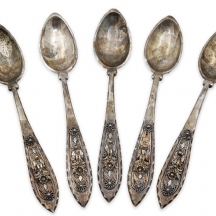 5 כפיות כסף עתיקות ומיוחדות מעוטרות בעבודת פיליגרן