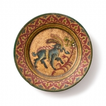 צלחת חרס איטלקית מתוצרת: Montopolyi Arno, מעוטרת בעבודת יד וחתומה