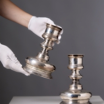 זוג פמוטים איטלקים עשויים כסף בסגנון הבארוק מתוצרת Brandimarte מפירנצה