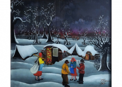 פרניו פיליבוביץ (צייר נאיבי, קרואטי Franjo Filipovic) - ציור נאיבי, על זכוכית