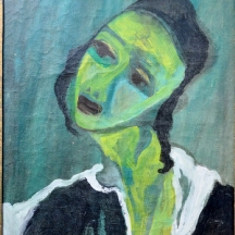 דמות נער יהודי - שמן על בד, נושא חתימה