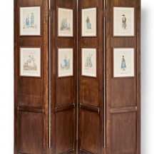 פרגוד עץ ארבעה חלקים עם הדפסי תמונות עתיקים
