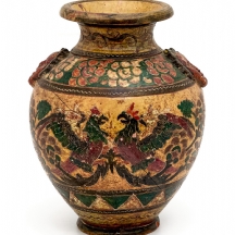 כד איטלקי עתיק מתוצרת: Montopoli, עשוי טרקוטה ומעוטר בציורים בעבודת יד,חתום